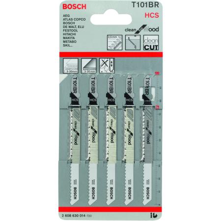 

Пилка для лобзика BOSCH T101BR (2.608.630.014) дерево\\пластик, без сколов, 100мм, шаг 2.5, обр.зуб,