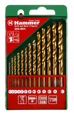 Набор сверл HAMMER Flex 202-903 DR  набор No3  1,5-6,5мм металл, 13шт.