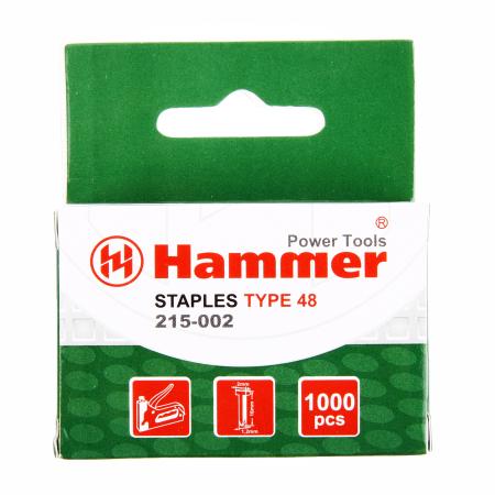 Гвозди для степлера Hammer Flex 215-002  16мм, сечение 1.25мм, T-образные (тип 48), 1000шт.