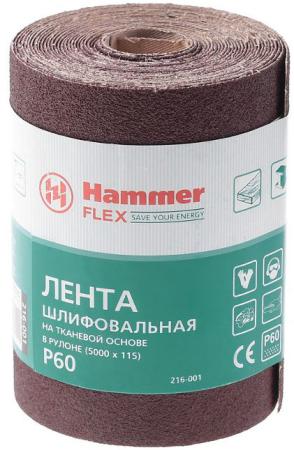 

Лента шлиф. Hammer Flex 216-001 115х5м P60 ткан. основа, рулон