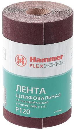 

Лента шлиф. Hammer Flex 216-004 115х5м P120 ткан. основа, рулон