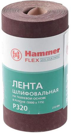 

Лента шлиф. Hammer Flex 216-006 115х5м P320 ткан. основа, рулон