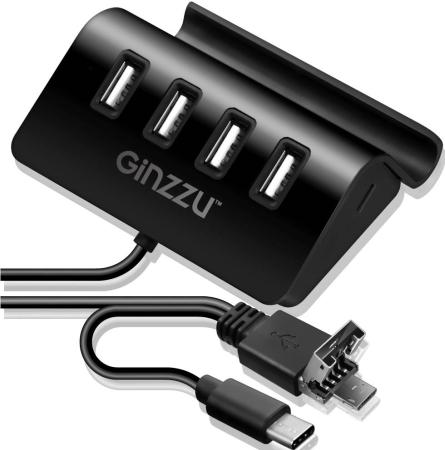 

Концентратор USB GINZZU GR-519UB 4 х OTG Type C/microUSB/USB2.0 черный