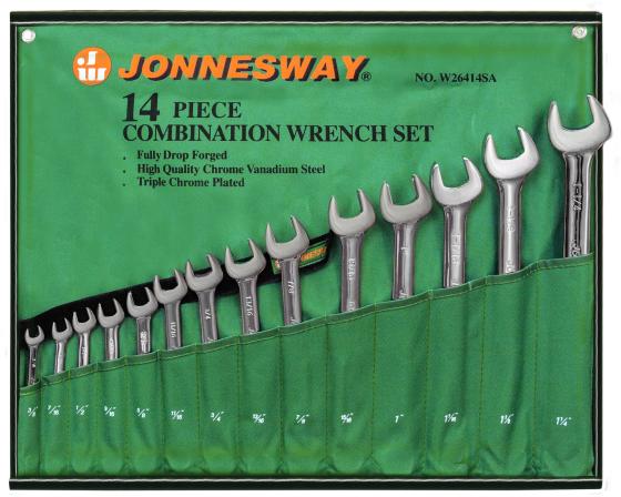 Набор комбинированных ключей JONNESWAY W26414S (9.5 - 31.75 мм)  14 шт.