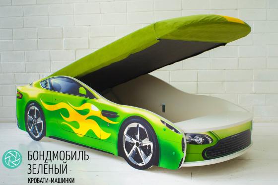 Кровать-машина с подъемным механизмом Бельмарко Бондмобиль (зеленый)