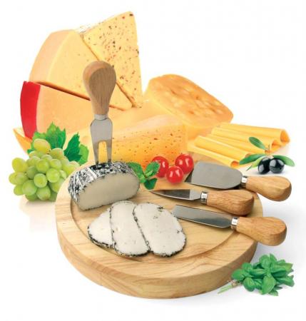 Набор для резки сыра из 4-х приборов и деревянной доски «РОКФОР» TK 0090