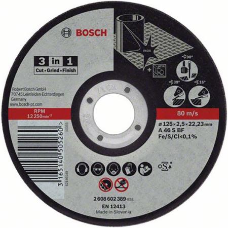 

Круг отрезной BOSCH BOSCH 3 in 1, 115x2,5x22 (2.608.602.388) по нержавеющей стали