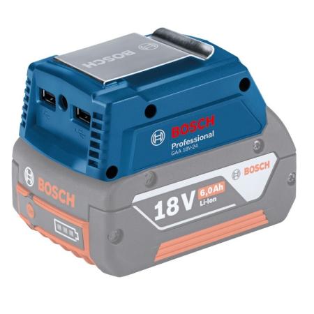 Адаптер BOSCH GAA 18V-24  USBx2 (2x2.4A  или 2 x 1.2A) Порт для куртки с подогревом