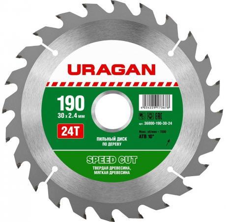 Круг пильный твердосплавный URAGAN 36801-190-30-36  оптимальный рез по дереву 190х30мм 36т