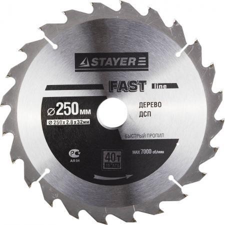 

Круг пильный твердосплавный STAYER MASTER 3681-250-32-40 opti-line по дереву 250х32мм 40T