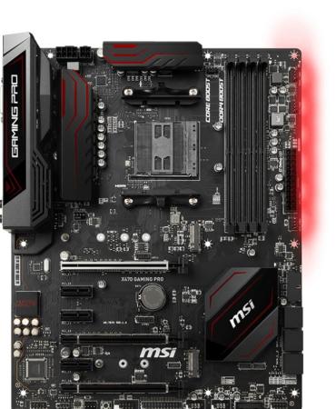 

Мат. плата MSI X470 GAMING PRO <AM4, AMD X470, 4*DDR4, 3*PCI-E x16, 3*PCI-E x1, DVI, HDMI, SATAIII+RAID, M.2, GLan, WiFi+Bt, USB 3.1, ATX, Retail>