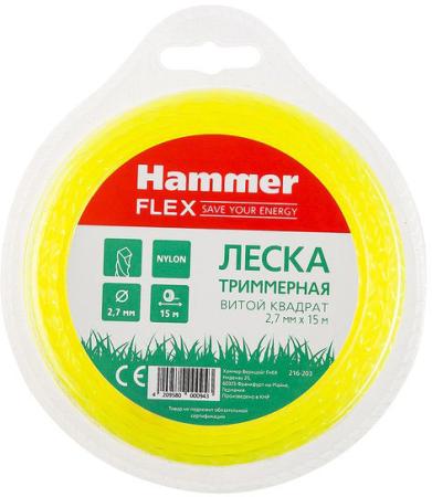 

Леска триммерная Hammer Flex 216-203 2.7мм*15м сечение - витой квадрат, нож