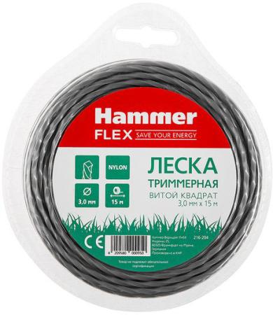 

Леска триммерная Hammer Flex 216-204 3.0мм*15м сечение - витой квадрат, нож