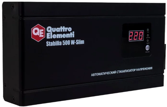 

Стабилизатор напряжения Quattro Elementi Stabilia 500 W-Slim 1 розетка, Черный