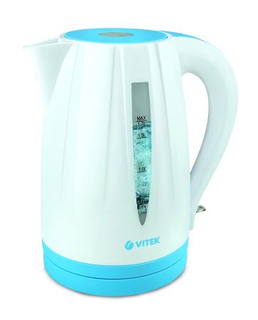Чайник Vitek VT-7031 W 2200 Вт белый голубой 1.7 л пластик