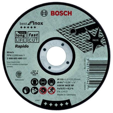 Круг отрезной BOSCH Best for Inox 230x1,9x22 (2.608.603.500) по нержавеющей стали круг отрезной bosch expert for inox 180x2 0x22 2 608 600 095 по нержавеющей стали