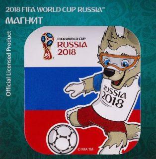 Магнит картон FIFA 2018 Забивака "Удар!" триколор