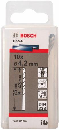 

Сверло по металлу BOSCH 2608595060 10шт. HSS-G 4.2мм STANDARD