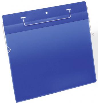 Карман для маркировки с проволочным фиксатором, А4 горизонтальный, цвет- синий