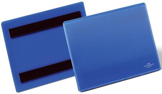 Карман магнитный для маркировки A6 горизонтальный, цвет- синий