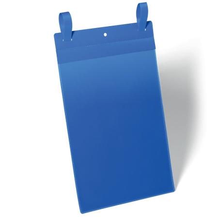 Карман с ремешком-застежкой, A4 вертикальный, цвет- синий