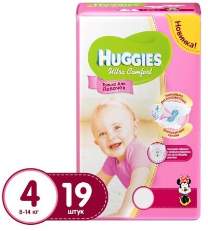 

HUGGIES Подгузники Ultra Comfort Размер 4 8-14кг 19шт для девочек