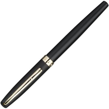 Ручка перьевая DORATO, черный матовый лак, позолоченные детали, синие чернила, M