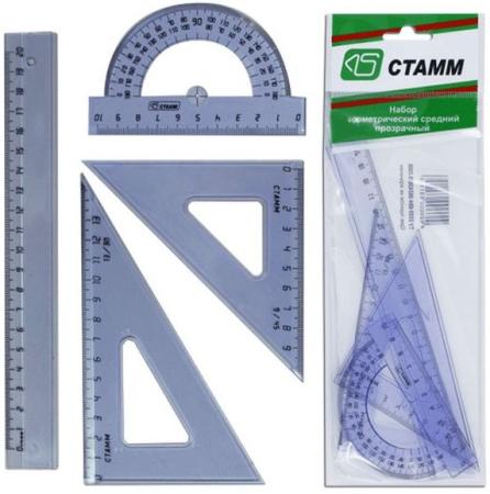 

Набор средний, прозрачный-линейка 20 см, 2 треугольника средн., транспортир, в европодвесе