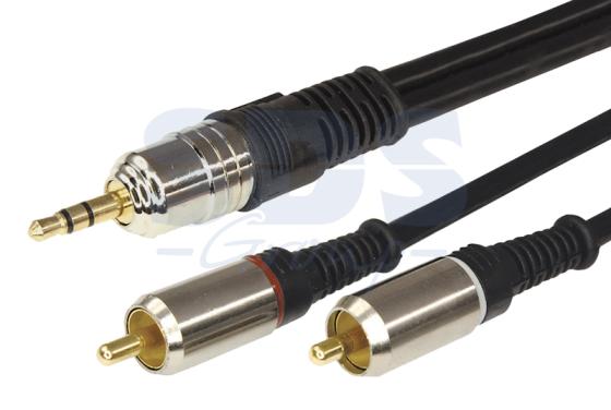 

Шнур 3.5 Stereo Plug - 2RCA Plug 3М (GOLD) - металл REXANT