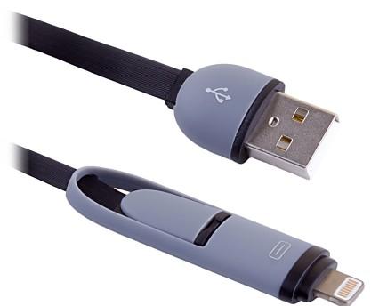 

Кабель Lightning microUSB 1м Blast BMC-310 плоский черный 40037