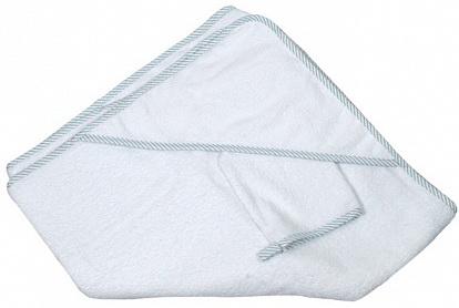 Махровое полотенце с капюшоном (100*100 см), мочалка, белый