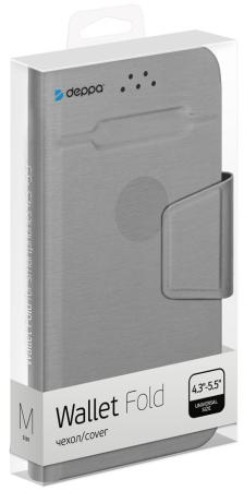 Чехол Deppa -подставка для смартфонов Wallet Fold M 4.3''-5.5'', серый