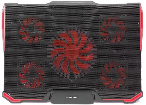 CROWN  Подставка для ноутбука CMLS-k330 RED ( до 19" Размер 410*292*29мм , кулеры: D140mm*1+ D80mm*4,,красная led подсветка, регулятор скорости, 7 уровней наклона)