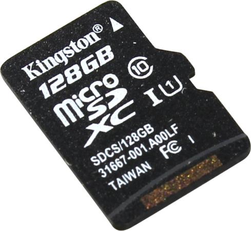Карта памяти MicroSDXC 128GB Kingston Canvas Select 80R CL10 UHS-ISP без адаптера (SDCS/128GBSP)