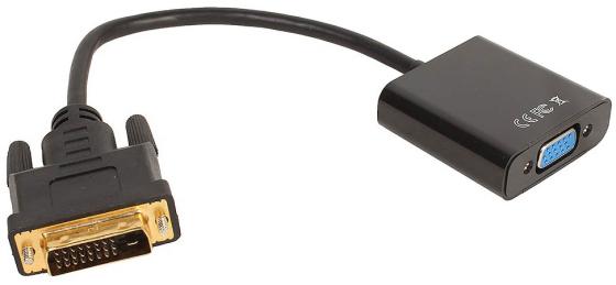 Кабель-адаптер DVI-D M (24+1) -) VGA 15F ORIENT C060, для подкл.монитора/проектора к выходу DVI-D, длина 0.2 метра, черный