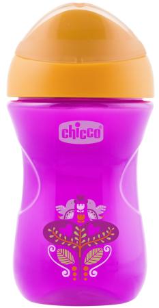 Поильник Chicco Easy Cup (носик ободок), 1 шт.,12 мес+, 266 мл., розовый, рис. цветочек, 340624220