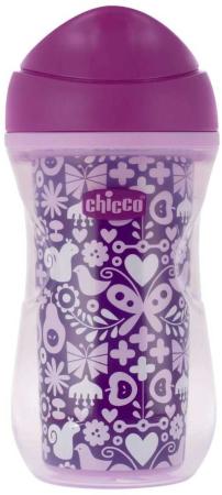 Чашка-поильник Chicco Active Cup (носик ободок), 14 +, 266 мл, 00006981100050, сиреневый/бабочки