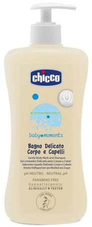 Мягкое моющее средство для волос и тела Chicco Baby Moments "Без слёз", с овсом, 500 мл, 3206150