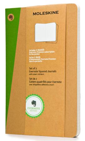 

Блокнот Moleskine EVERNOTE SKQP417EVER Large 130х210мм обложка картон 80стр. клетка бежевый (2шт)