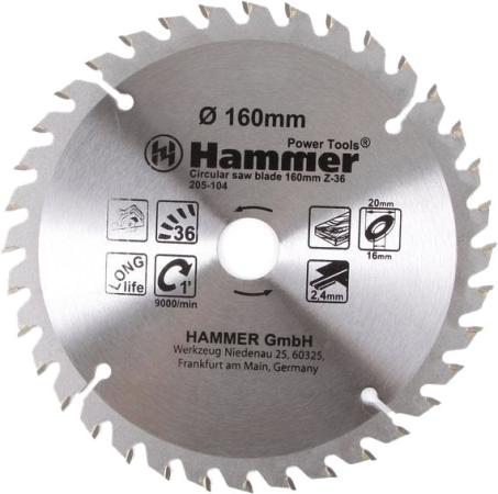 

Диск пильный Hammer Flex 205-104 160мм*36*20/16мм по дереву