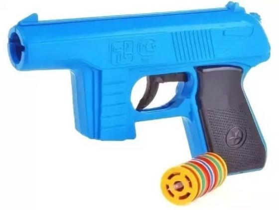 Пистолет Форма Пистолет с дисковыми пулями синий черный С-21-Ф