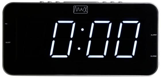 Часы с радиоприемником MAX CR-2904w Белый LED дисплей,1.8”,2 будильника,AM/FM радио, Регулировка яркости дисплея,Цвет корпуса серебристый