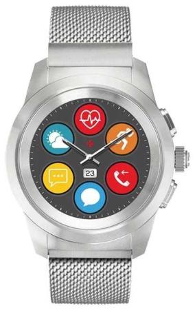 Гибридные смарт часы MyKronoz ZeTime Elite Regular миланский сетчатый браслет цвет матовое серебро, 44 мм