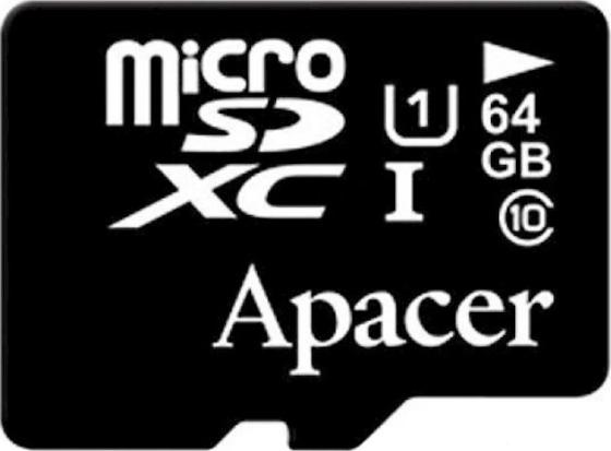 

Micro SecureDigital 64Gb Apacer AP64GMCSX10U1-R {MicroSDHC Class 10 UHS-I U1, SD adapter}