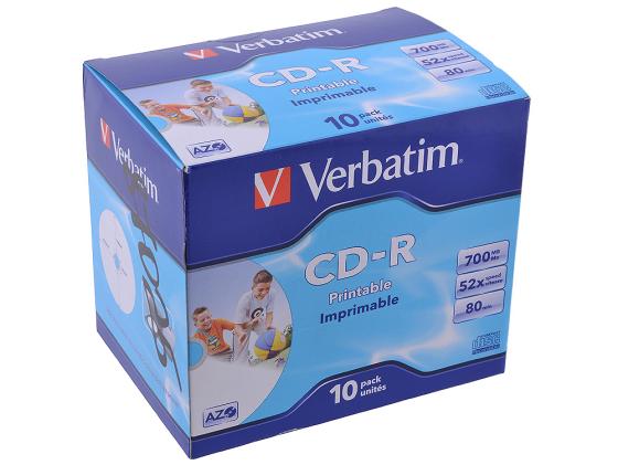 Диски CD-R 700Mb 52x Jewel 1шт Printable Verbatim 43325/4