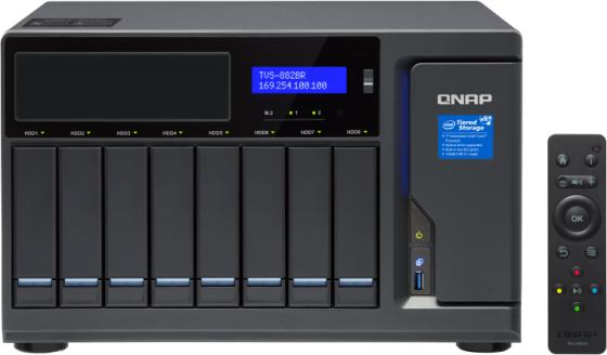 

Сетевой накопитель QNAP TVS-882BR-i7-32G Сетевой RAID-накопитель, 8 отсеков для HDD, 2 слота M.2, 3 порта HDMI. Intel Core i7- 7700 3,6 ГГц (4,2 ГГц),