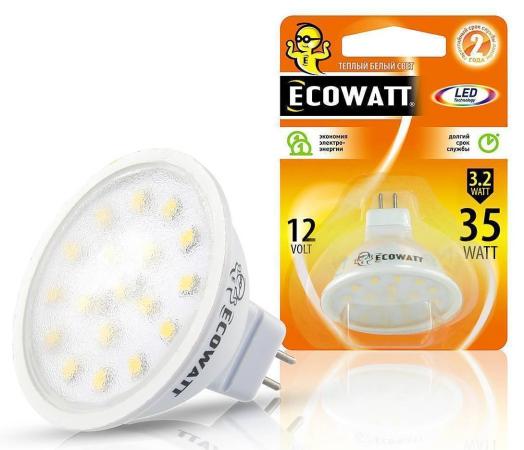 

Лампа светодиод. ECOWATT MR16 12В 5(50)W 4200K GU5.3 холодный белый свет