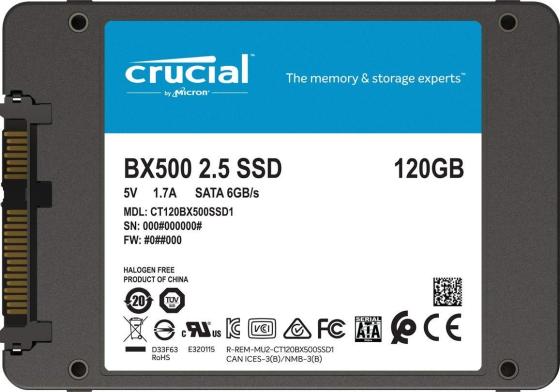 Твердотельный накопитель SSD 2.5" 120 Gb Crucial CT120BX500SSD1 Read 540Mb/s Write 500Mb/s 3D NAND