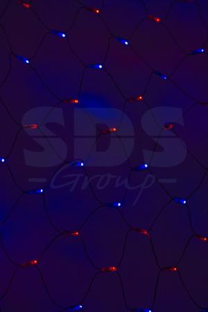 Гирлянда "Сеть" 2х1,5м, черный ПВХ, 288 LED Красные/Синие