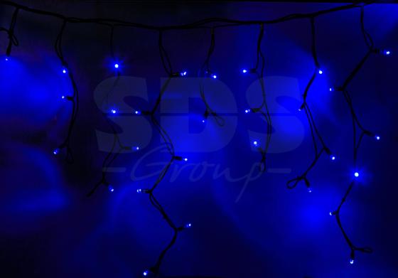 Гирлянда Айсикл (бахрома) светодиодный, 4,0 х 0,6 м, черный провод "КАУЧУК", 230 В, диоды синие, 128 LED NEON-NIGHT